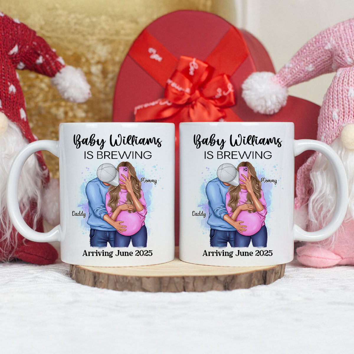 Baby Is Brewing Pregnancy Hugging Couple Personalized Mug Expecting Mom Gift, Expecting Parents Gift,  Gift