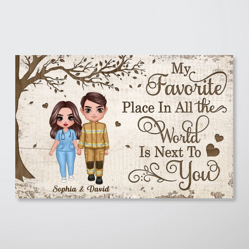 Favorite Place In The World Couple Standing Gifts by Occupation Gift For Her Gift For Him Firefighter, Nurse, Police Officer Personalized Poster