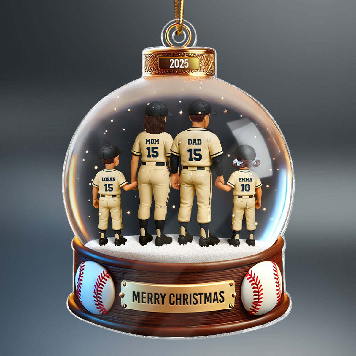 Baseball Family Sport Lover 3D Effect Personalized 2D Flat Acrylic Ornament