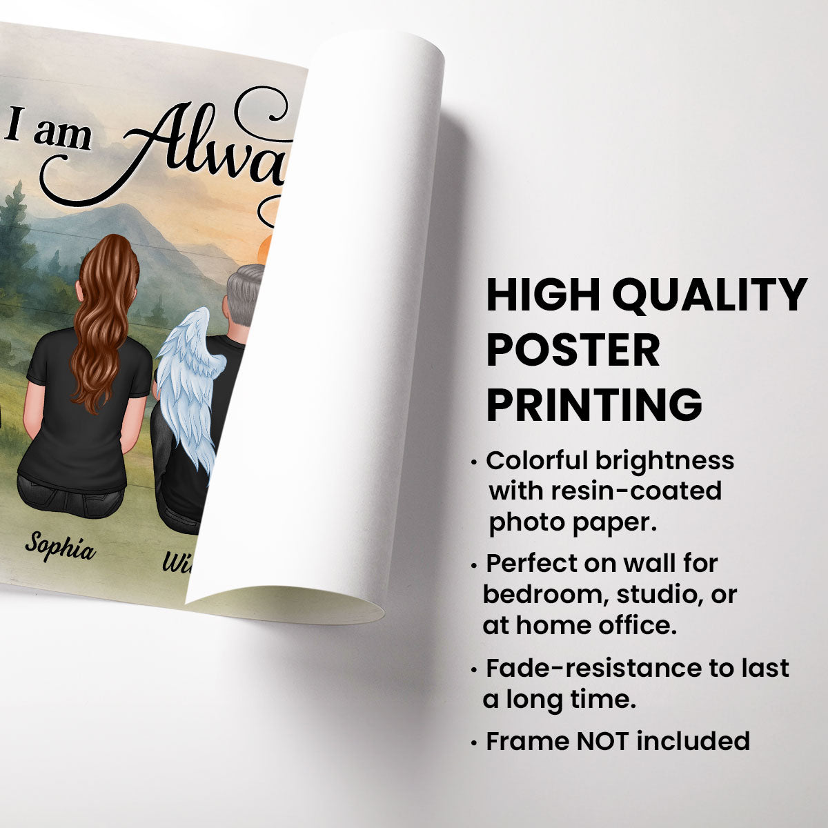 Mountain Landscape Family I Am Always With You Memorial Personalized Poster, Sympathy Gift, Remembrance Gift