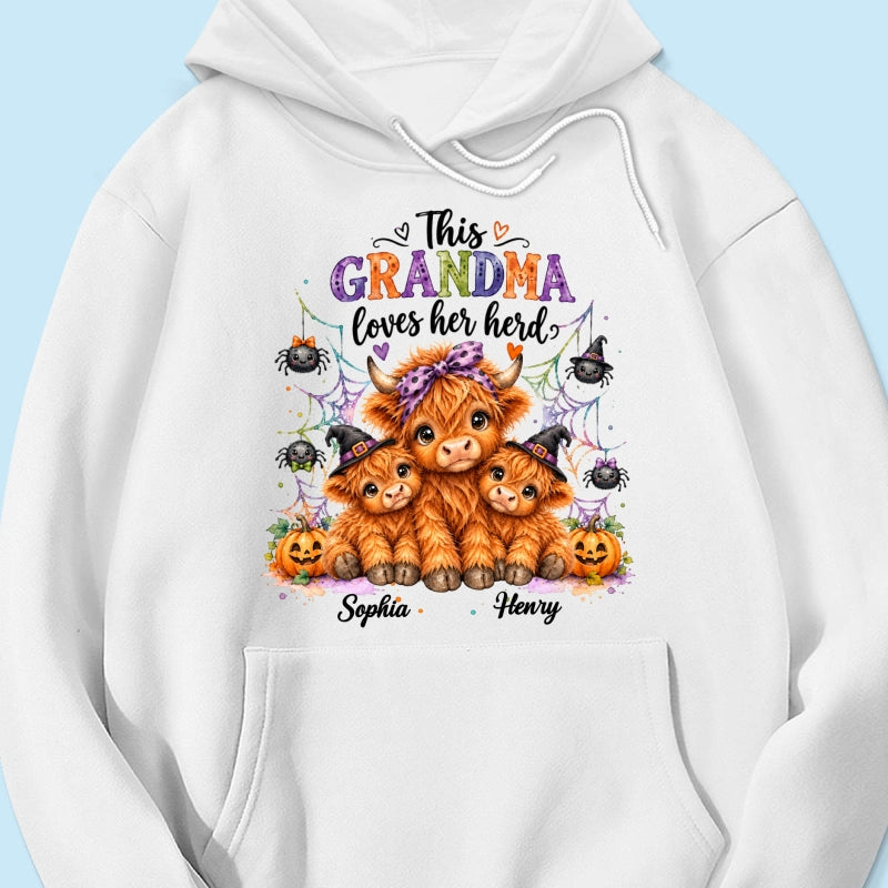 This Grandma Loves Her Herd - Personalized Shirt - Trendy Spooky Halloween Fall Tee for Grandma