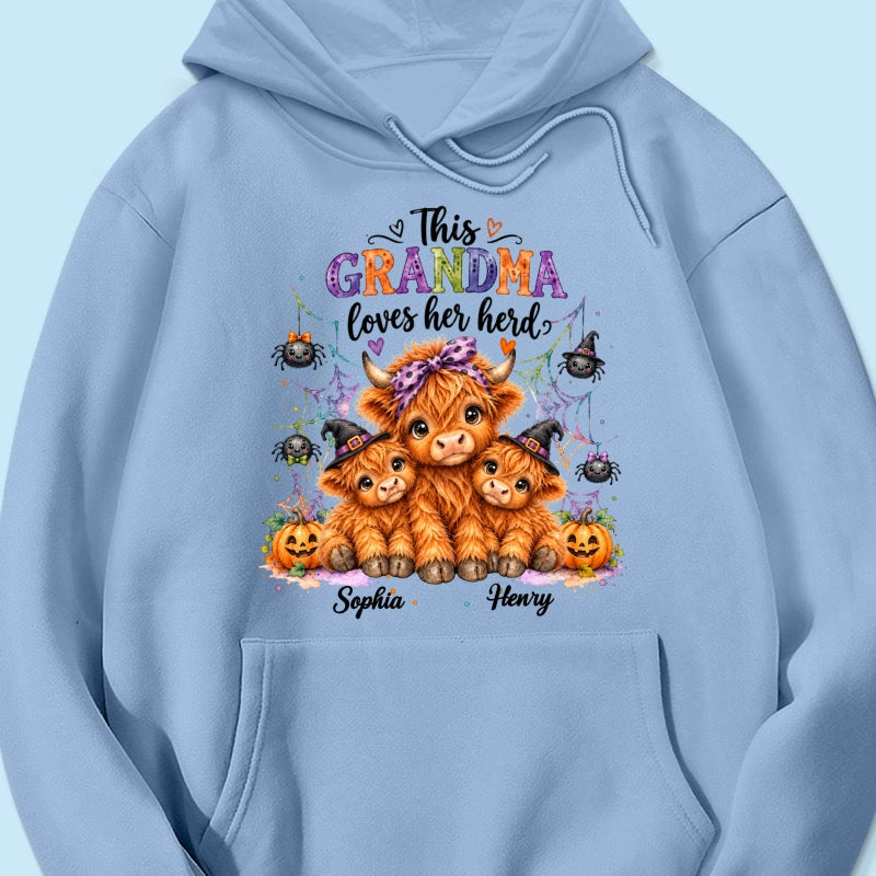 This Grandma Loves Her Herd - Personalized Shirt - Trendy Spooky Halloween Fall Tee for Grandma