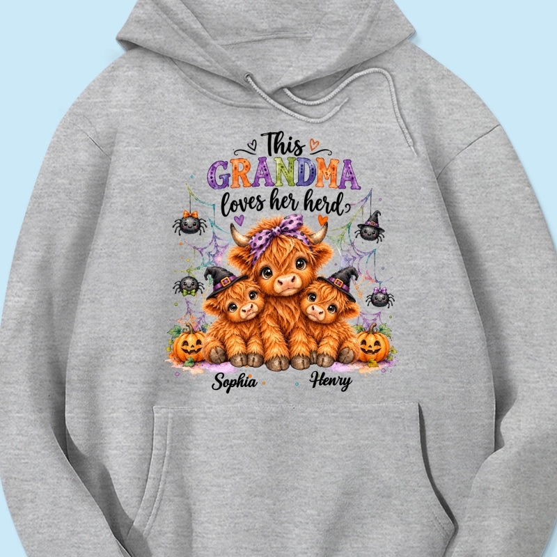 This Grandma Loves Her Herd - Personalized Shirt - Trendy Spooky Halloween Fall Tee for Grandma