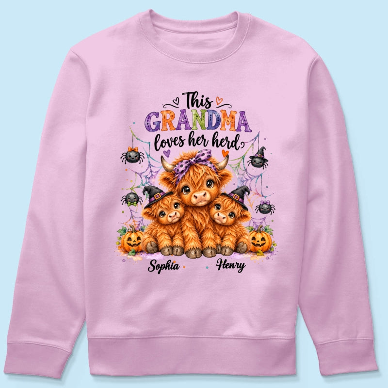 This Grandma Loves Her Herd - Personalized Shirt - Trendy Spooky Halloween Fall Tee for Grandma