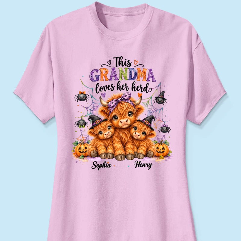 This Grandma Loves Her Herd - Personalized Shirt - Trendy Spooky Halloween Fall Tee for Grandma