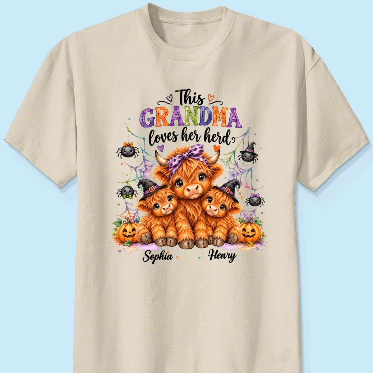This Grandma Loves Her Herd - Personalized Shirt - Trendy Spooky Halloween Fall Tee for Grandma