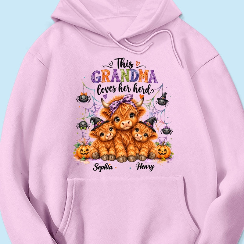This Grandma Loves Her Herd - Personalized Shirt - Trendy Spooky Halloween Fall Tee for Grandma