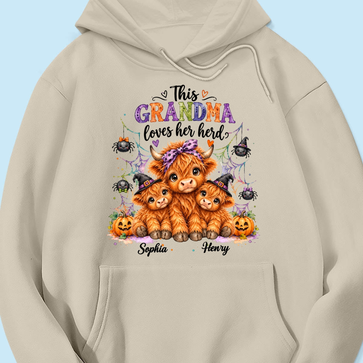 This Grandma Loves Her Herd - Personalized Shirt - Trendy Spooky Halloween Fall Tee for Grandma