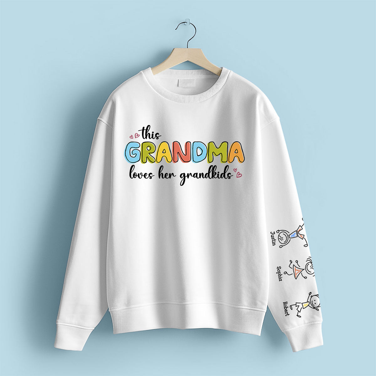 This Grandma Loves Her Grandkids Funny Cartoon Kids Personalized Sleeve Printed Sweatshirt, Gift For Mom, Grandma
