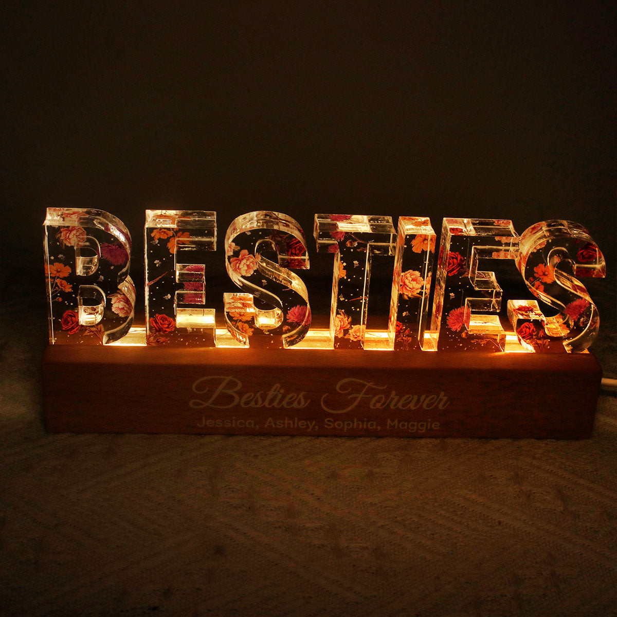 Besties If Friends Were Flowers I'd Pick You, Birth Month Flower, Friendship Gift, Personalized LED Night Light