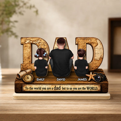 World Best Dad 2D Flat - Personalized Wooden Plaque - Father's Day Gift for Dad, Husband