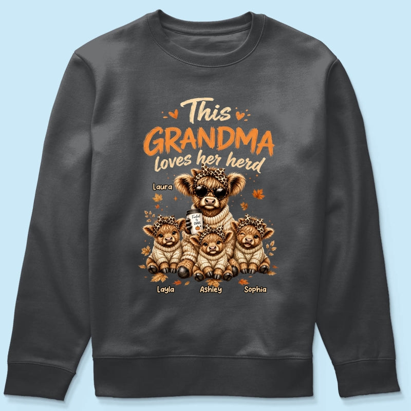 This Grandma Loves Her Herd Fall Season - Personalized Shirt - Cozy Autumn Tee for Grandma