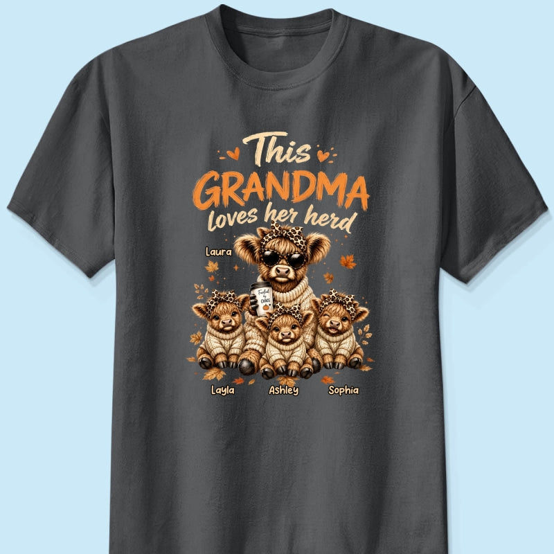 This Grandma Loves Her Herd Fall Season - Personalized Shirt - Cozy Autumn Tee for Grandma
