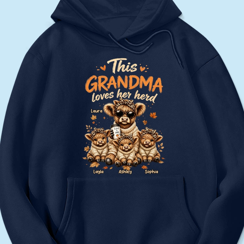 This Grandma Loves Her Herd Fall Season - Personalized Shirt - Cozy Autumn Tee for Grandma