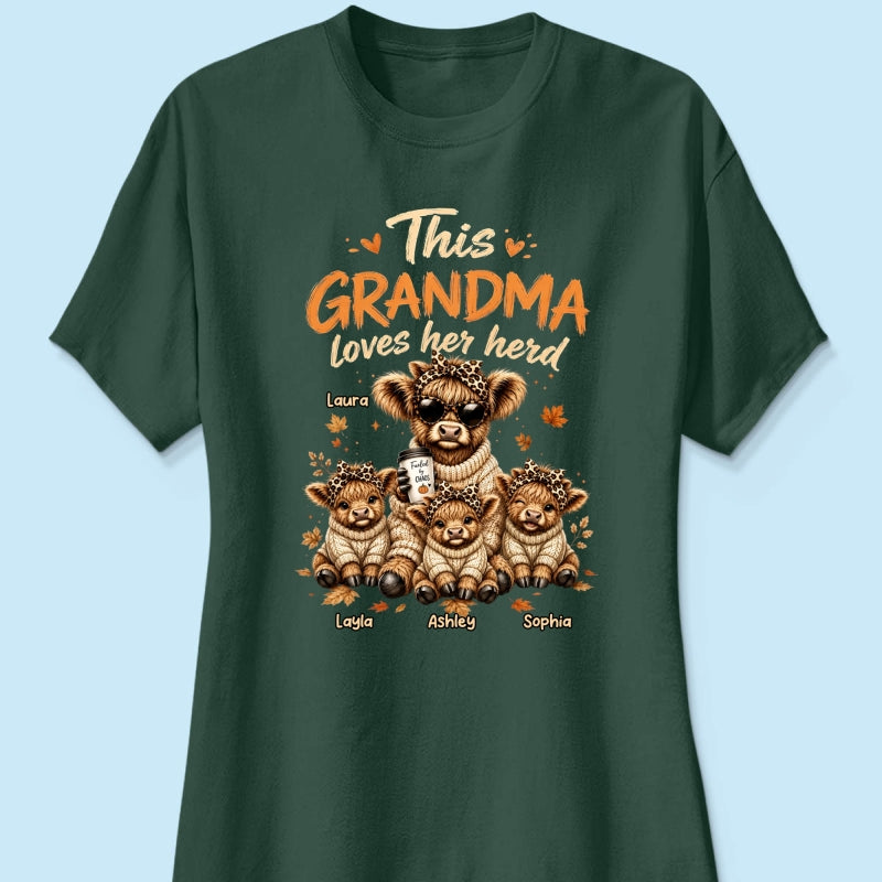 This Grandma Loves Her Herd Fall Season - Personalized Shirt - Cozy Autumn Tee for Grandma
