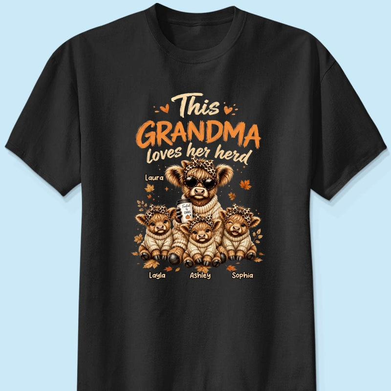 This Grandma Loves Her Herd Fall Season - Personalized Shirt - Cozy Autumn Tee for Grandma