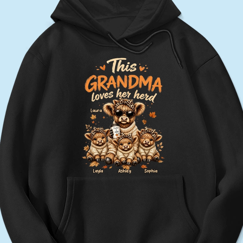 This Grandma Loves Her Herd Fall Season - Personalized Shirt - Cozy Autumn Tee for Grandma