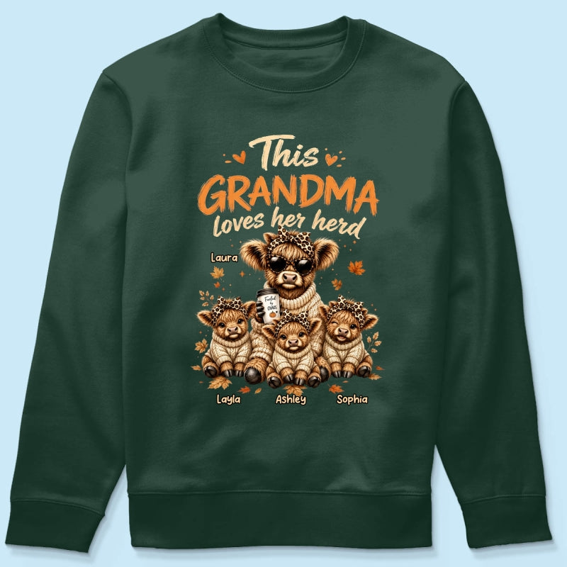 This Grandma Loves Her Herd Fall Season - Personalized Shirt - Cozy Autumn Tee for Grandma