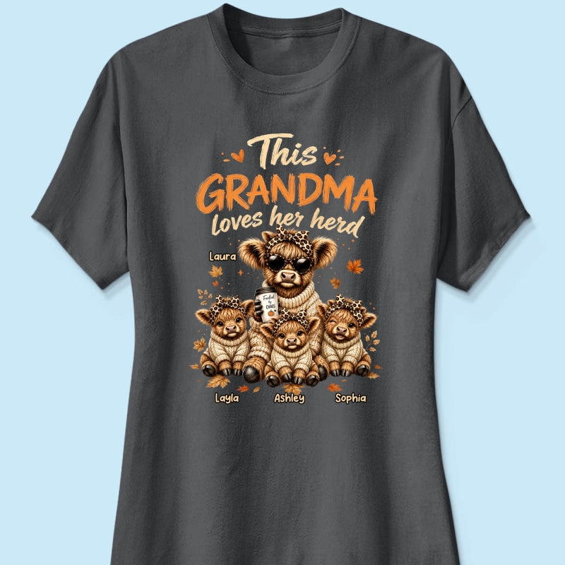 This Grandma Loves Her Herd Fall Season - Personalized Shirt - Cozy Autumn Tee for Grandma
