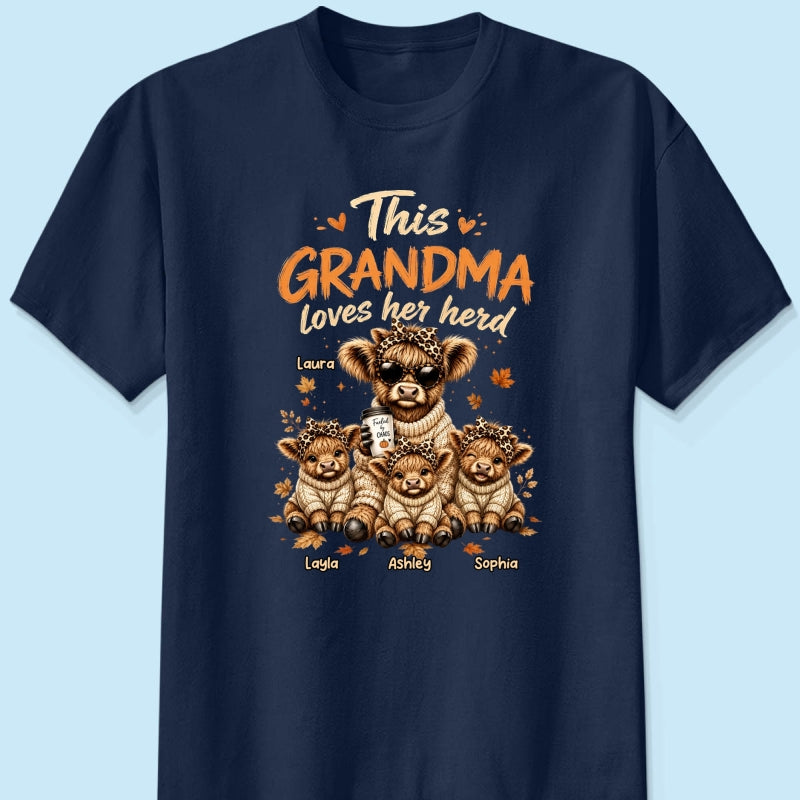 This Grandma Loves Her Herd Fall Season - Personalized Shirt - Cozy Autumn Tee for Grandma