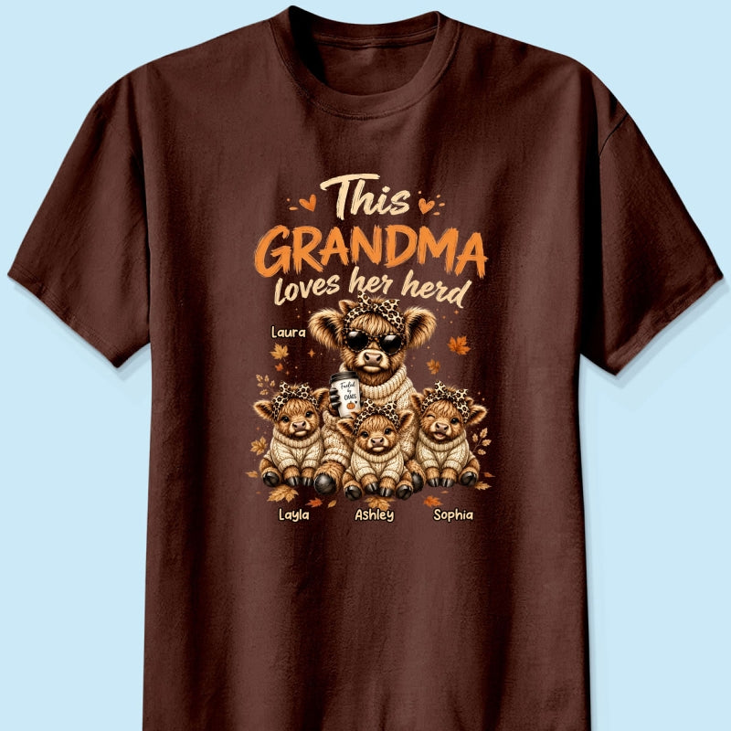 This Grandma Loves Her Herd Fall Season - Personalized Shirt - Cozy Autumn Tee for Grandma