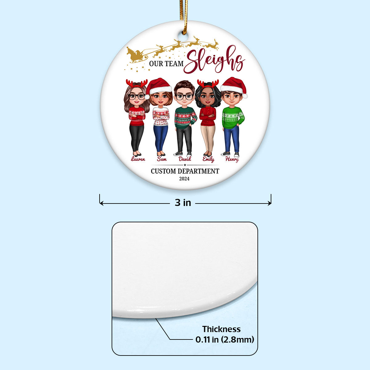 Staff Christmas Gifts, Best Team Ever Christmas Ornaments, Our Team Sleigh 2025 Ornament, Company Christmas Gift for Employees