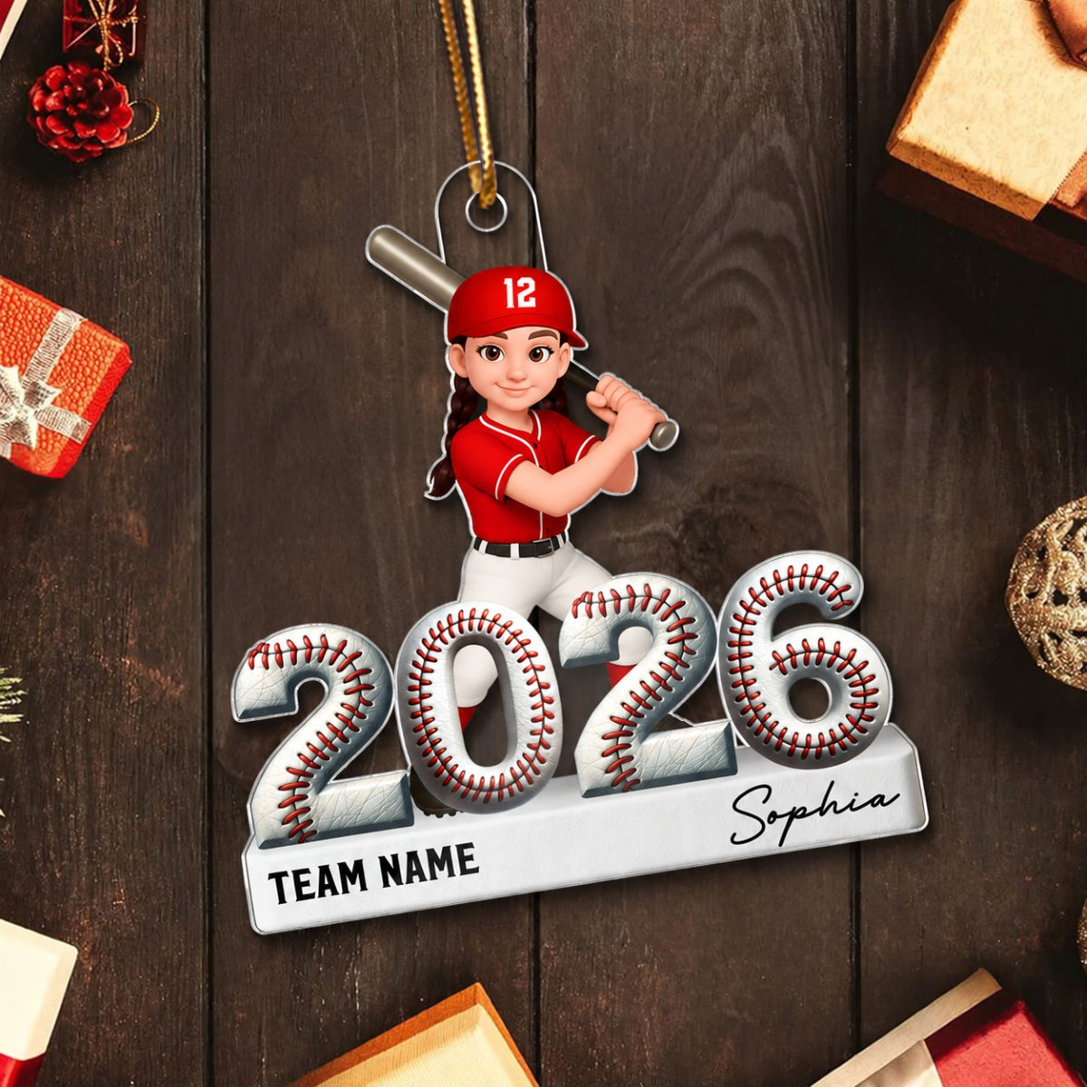 Proud Baseball Player With Year 3D Effect - Personalized Acrylic Ornament - Gift For Teenage, Kids