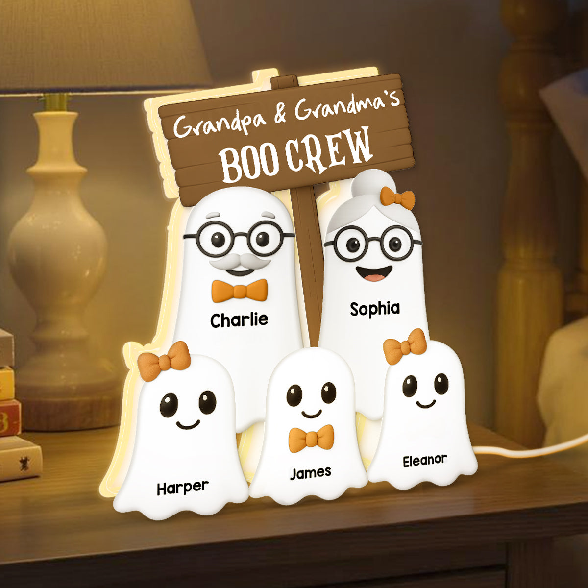 Halloween Grandma Grandpa Grandkids Boo Crew Personalized LED Light Box