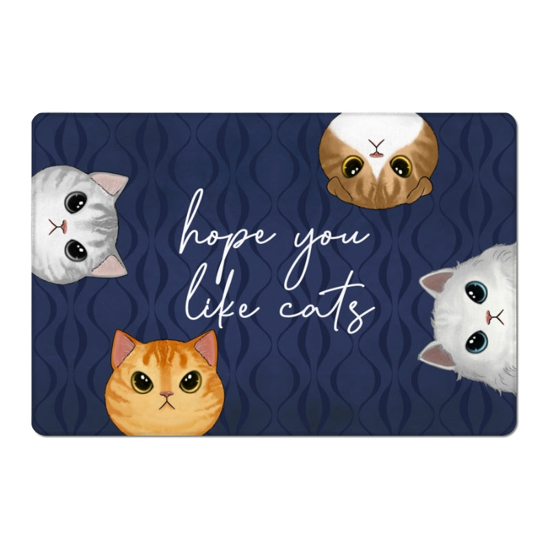 Hope You Like Cats Half Face Cat Personalized Doormat