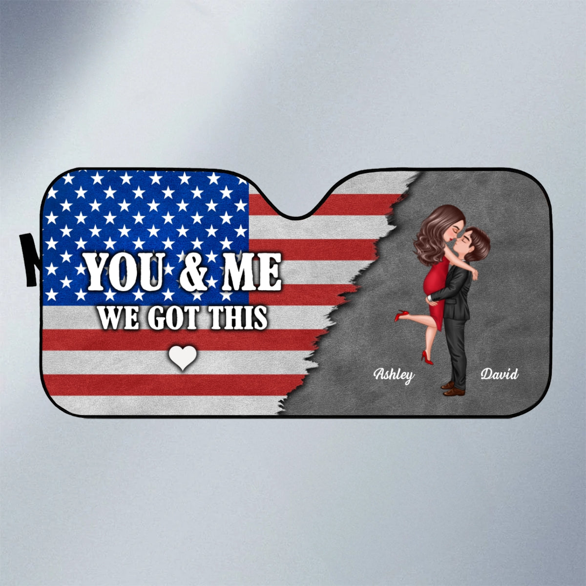 Nation Flag Couple We Got This Personalized Car Sunshade, Anniversary Gift For Him, Gift For Her