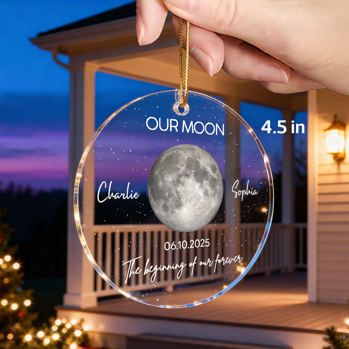 Moon Phase Couple The Beginning Of Our Forever - Personalized Acrylic Ornament - Gift For Couple