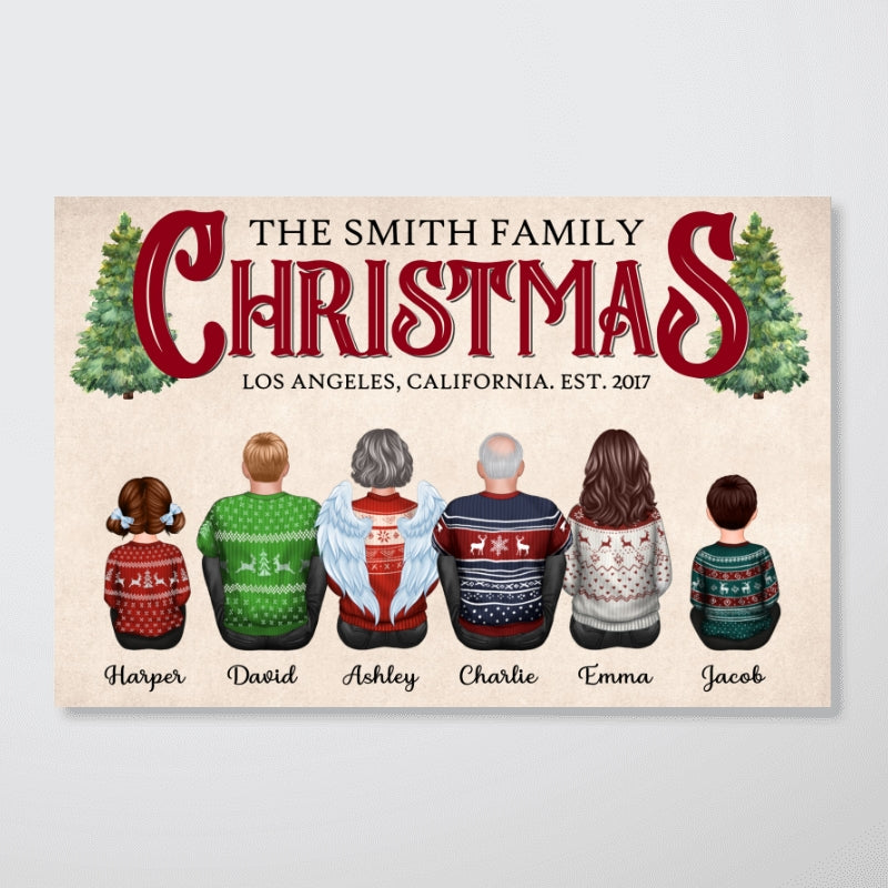 Christmas Family Sitting Together Personalized Poster, Christmas Decoration