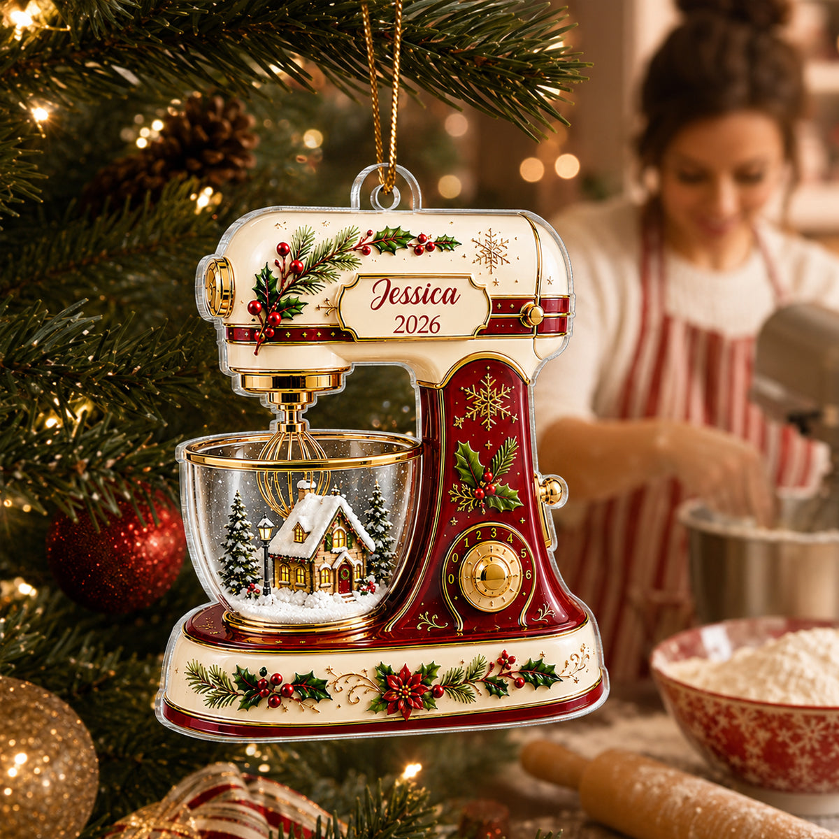 Christmas Baking Mixer - Personalized Acrylic Ornament - Gift for Bakers