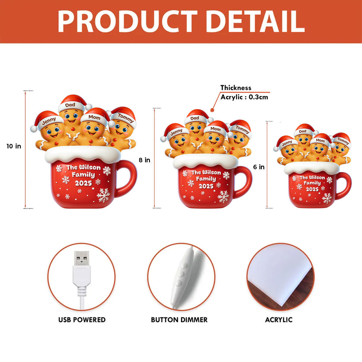 Family Gingerbread - Personalized Light Box - Heartwarming Festive Christmas Decor