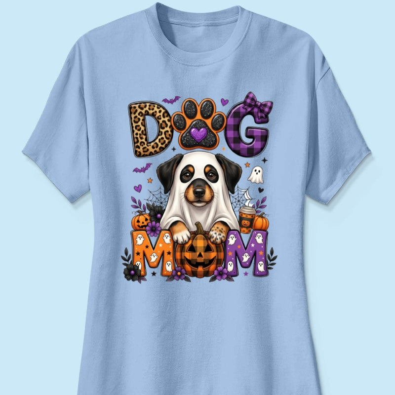 Halloween Dog Mom - Personalized Shirt - Custom Dog Photo, Fall Pumpkin Halloween Trendy Tee for Dog Moms