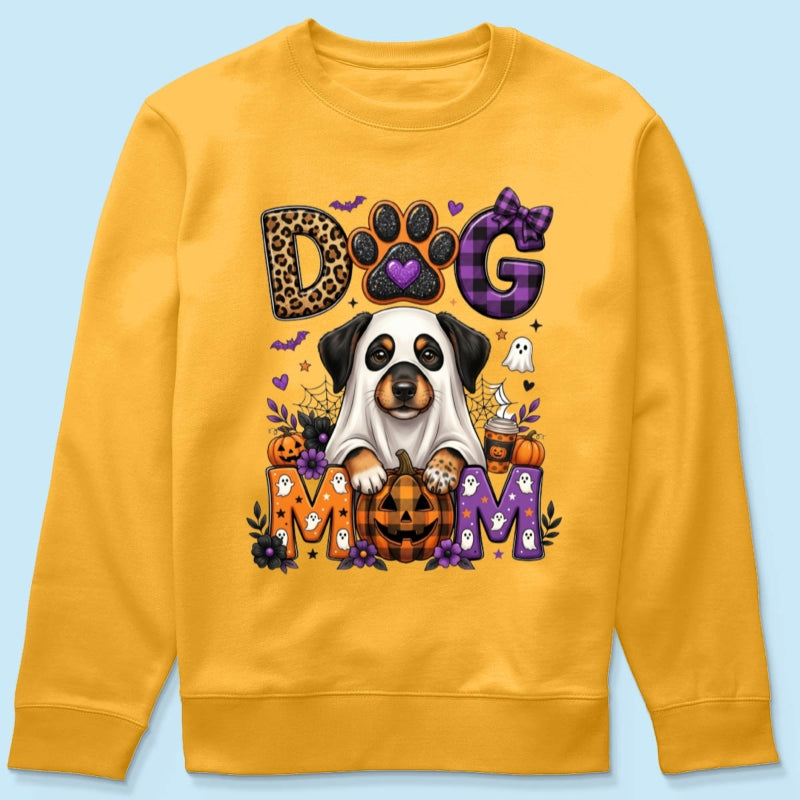 Halloween Dog Mom - Personalized Shirt - Custom Dog Photo, Fall Pumpkin Halloween Trendy Tee for Dog Moms