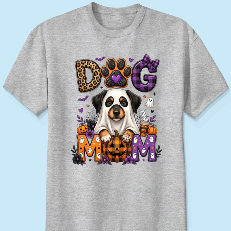 Halloween Dog Mom - Personalized Shirt - Custom Dog Photo, Fall Pumpkin Halloween Trendy Tee for Dog Moms