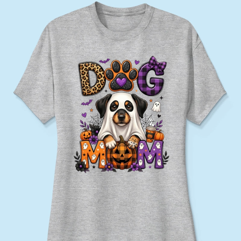 Halloween Dog Mom - Personalized Shirt - Custom Dog Photo, Fall Pumpkin Halloween Trendy Tee for Dog Moms