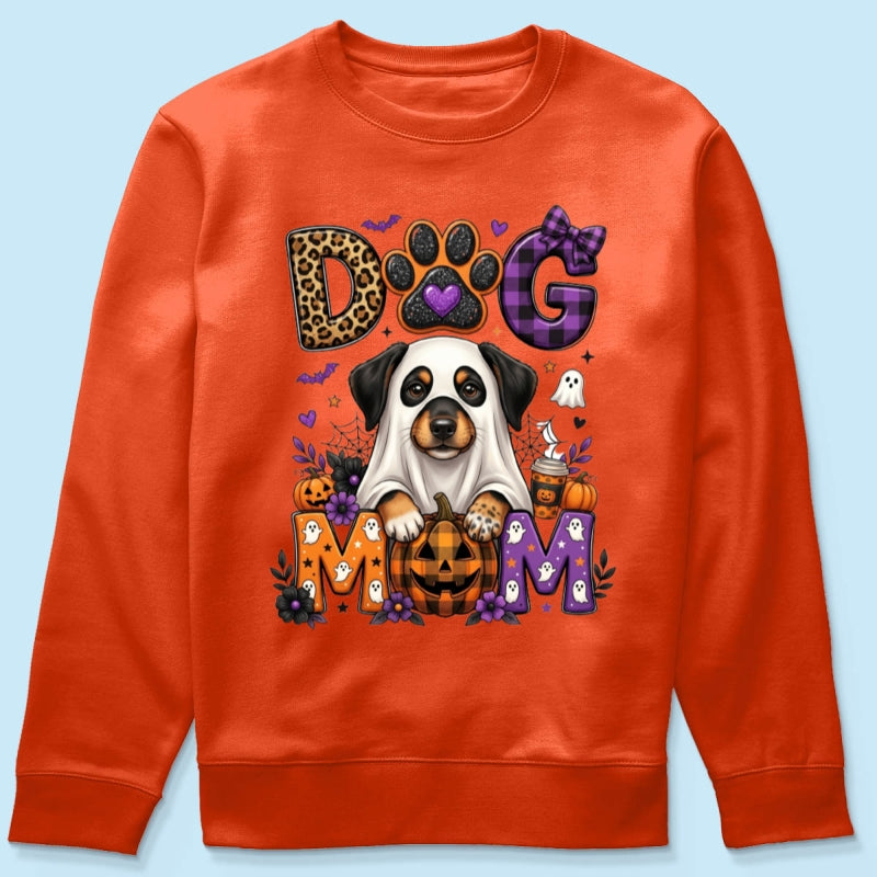Halloween Dog Mom - Personalized Shirt - Custom Dog Photo, Fall Pumpkin Halloween Trendy Tee for Dog Moms