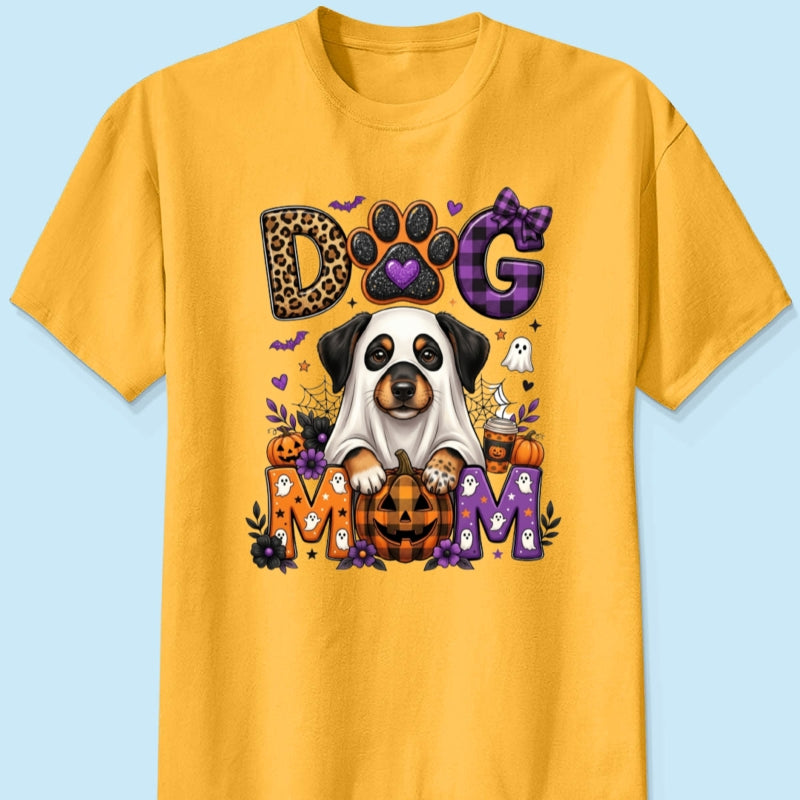 Halloween Dog Mom - Personalized Shirt - Custom Dog Photo, Fall Pumpkin Halloween Trendy Tee for Dog Moms