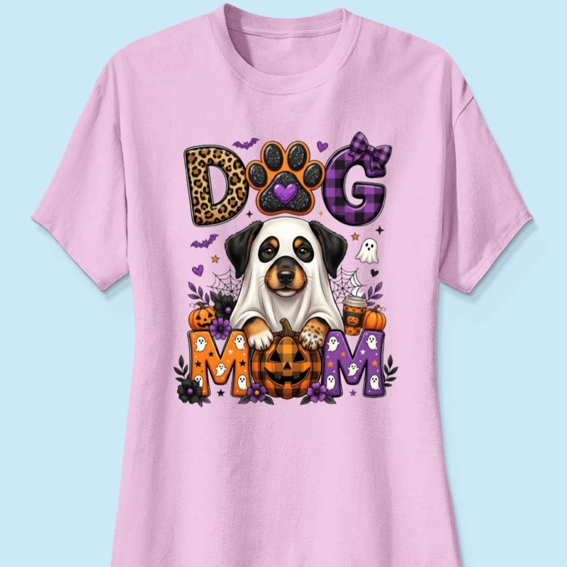 Halloween Dog Mom - Personalized Shirt - Custom Dog Photo, Fall Pumpkin Halloween Trendy Tee for Dog Moms