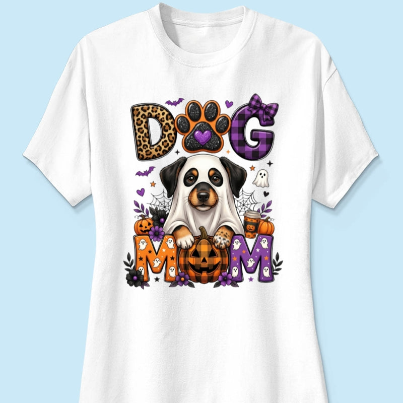 Halloween Dog Mom - Personalized Shirt - Custom Dog Photo, Fall Pumpkin Halloween Trendy Tee for Dog Moms