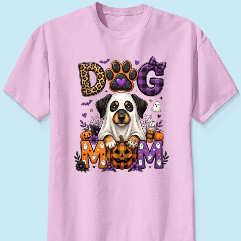 Halloween Dog Mom - Personalized Shirt - Custom Dog Photo, Fall Pumpkin Halloween Trendy Tee for Dog Moms
