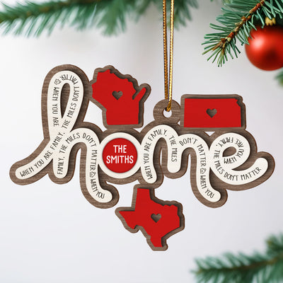 Togetherness Family Home Sweet Home Long Distance Relationship Personalized 2-Layer Wooden Ornament