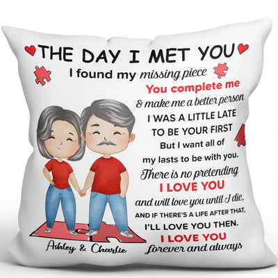 Found My Missing Piece Watercolor Couple Personalized Pillow - Anniversary Gift For Couple - Gift For Him Gift For Her