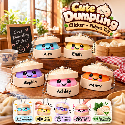 Custom Name Dumpling - Personalized 3D Clicker Ornament - Christmas Gift For Kids, Grandkids, Granddaughter, Grandson
