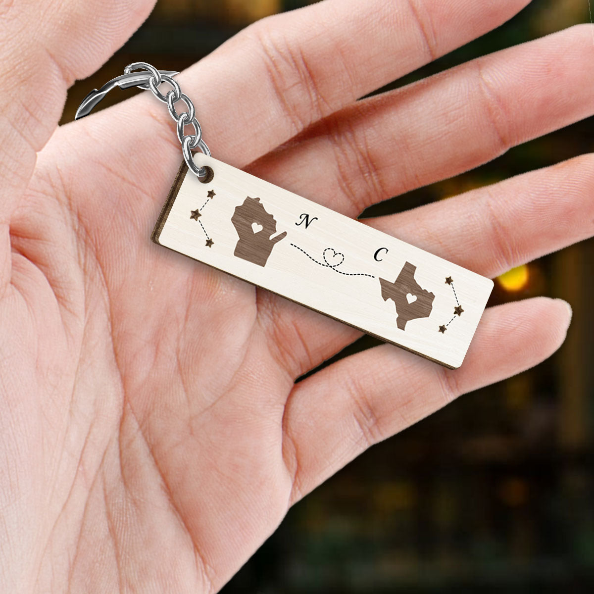 I'm Jealous Of People Who Get To See You Everyday Personalized Wooden Keychain, Christmas Brithday Just Because Gifts for Boyfriend, Girlfriend, Long Distance Relationship Gift