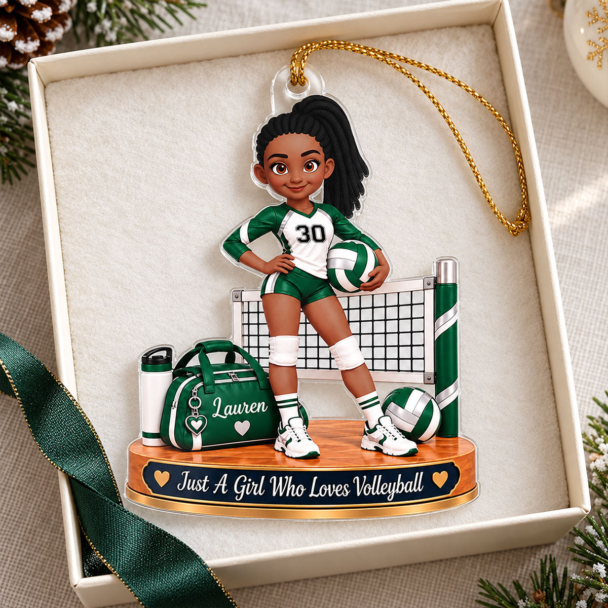 Just a Girl Who Loves Volleyball - Personalized Acrylic Ornament - Christmas Gift for Daughter, Granddaughter