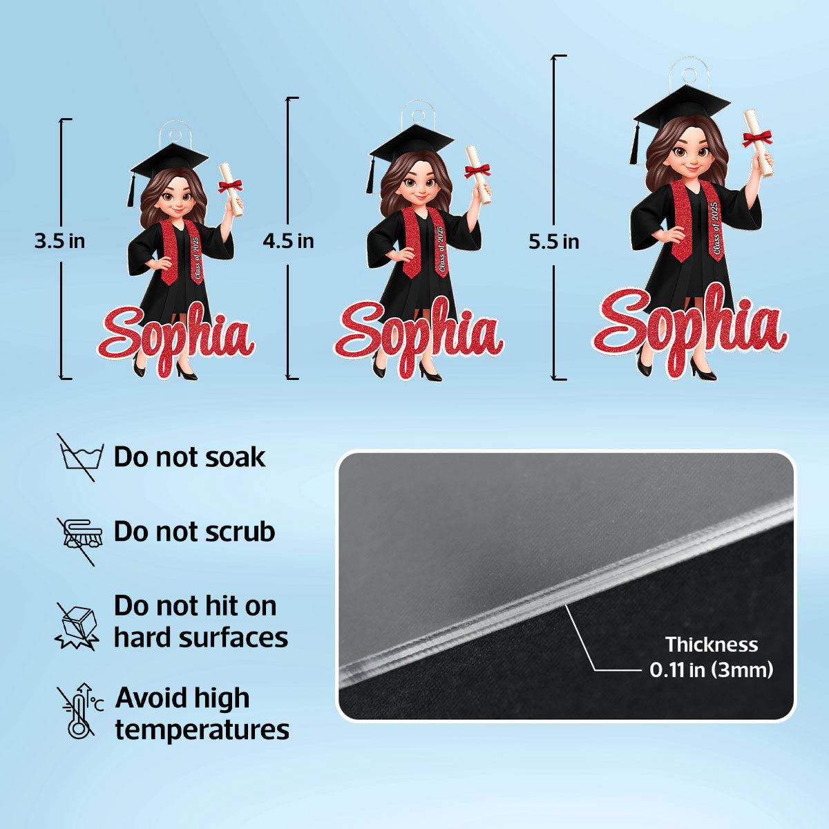 3D Effect Senior - Personalized Acrylic Ornament - Christmas Gift Graduation Gift For Daugter Son Granddaughter Grandson