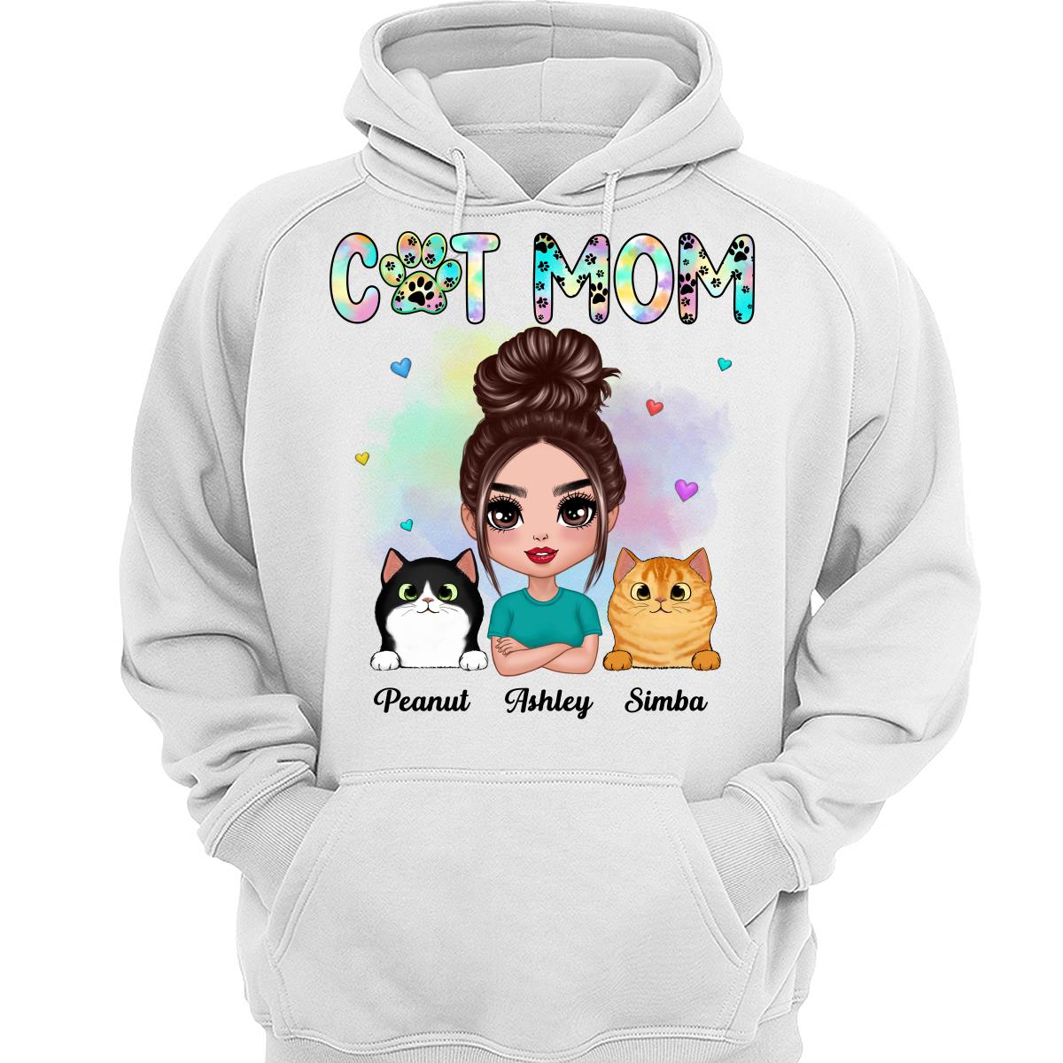 Pastel Paw Patterns Doll Cat Mom Fluffy Cats Personalized Shirt